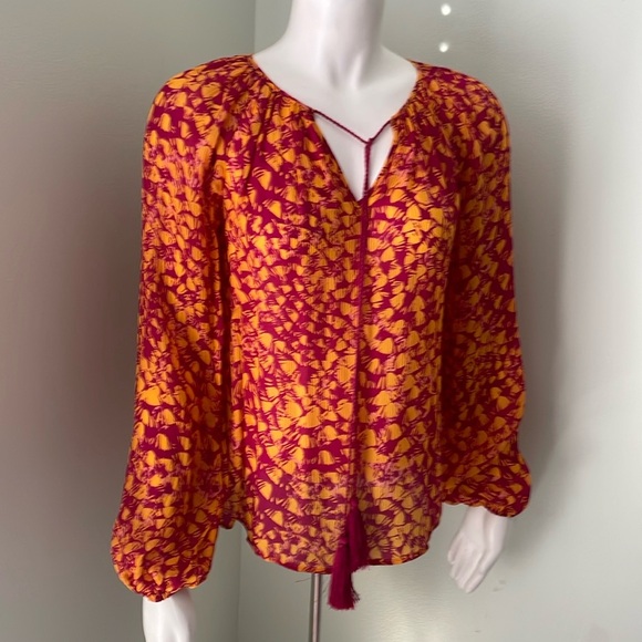 Marie Oliver multicolor silk print blouse sz XS - Picture 2 of 9